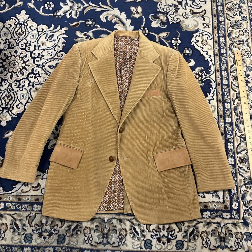 Vintage Sears Roebuck Co Men's‎ Store sz 39 Corduroy Blazer Sports Jacket Brown